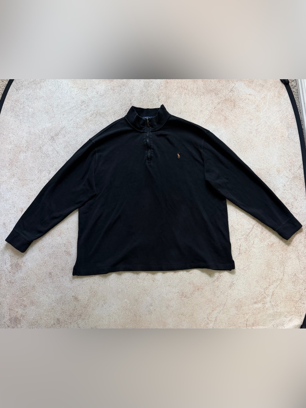 Ralph Lauren Black Half-Zip Pullover with Gold Pony